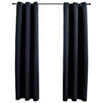 Rideaux occultants avec anneaux 2 pièces Noir 97x213 cm Tissu