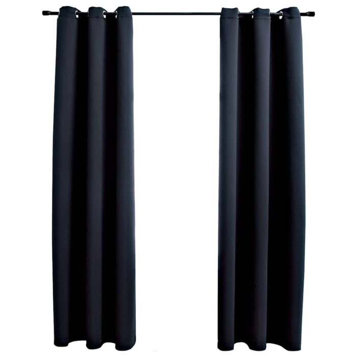 Rideaux occultants avec anneaux 2 pièces Noir 97x213 cm Tissu – Image 1