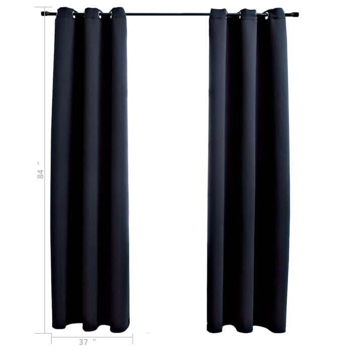 Rideaux occultants avec anneaux 2 pièces Noir 97x213 cm Tissu – Image 4