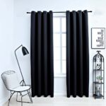 Rideaux occultants avec anneaux 2 pièces Noir 137 x 213 cm Tissu