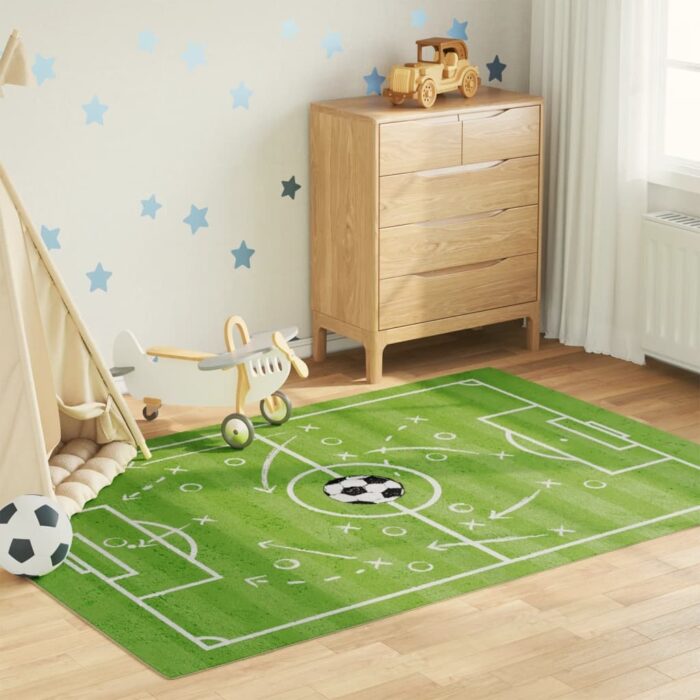 Tapis enfant 160x230cm terrain de football antidérapant lavable – Image 1