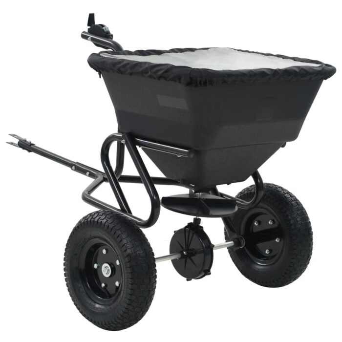 Distributeur de sel remorqué PVC et acier 125 x 74 x 79 cm 45 L – Image 1