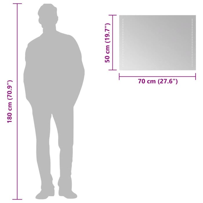 Miroir de salle de bain à LED 70x50 cm – Image 8