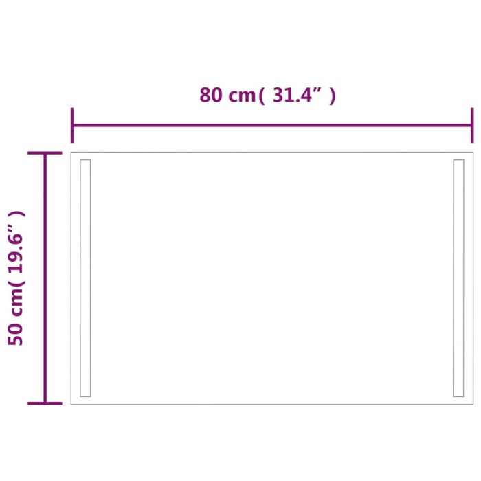 Miroir de salle de bain à LED 80x50 cm – Image 3