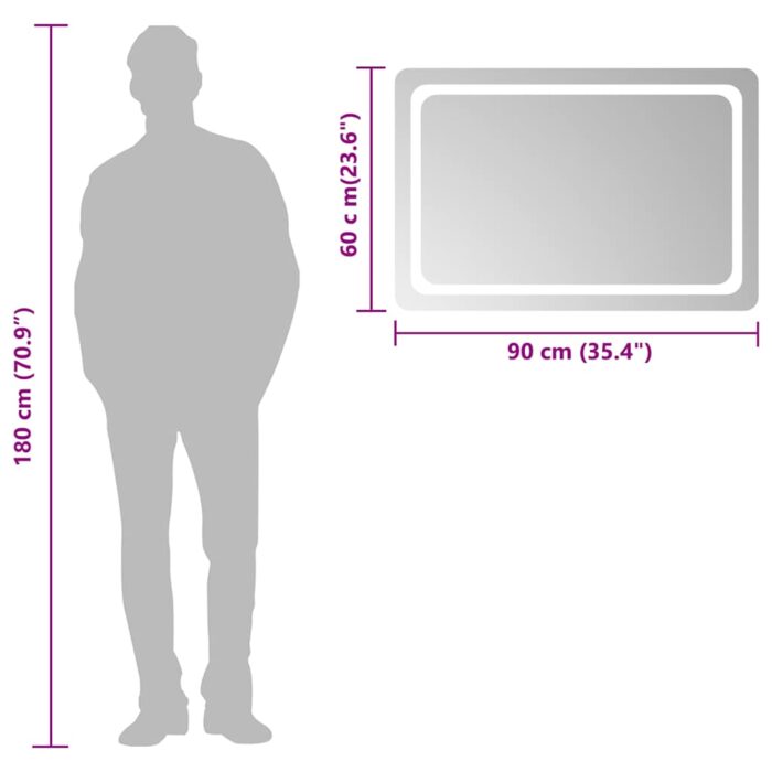 Miroir de salle de bain à LED 90x60 cm – Image 4
