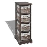 Étagère de rangement Bois Marron 4 paniers en tissage