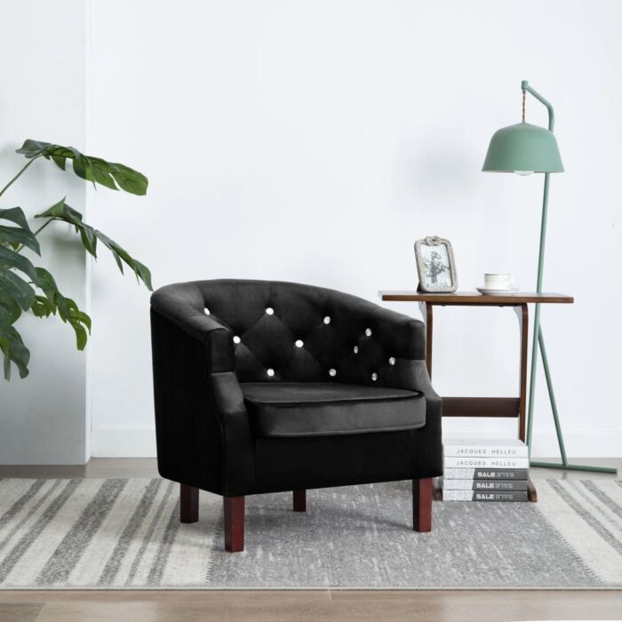 Fauteuil noir velours – Image 1