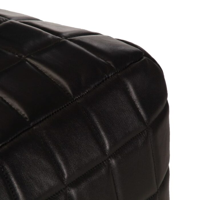 Pouf 40 x 40 x 40 cm Noir Cuir véritable de chèvre – Image 2