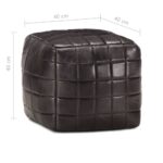 Pouf 40 x 40 x 40 cm Noir Cuir véritable de chèvre – Image 4