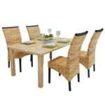 Chaises à manger lot de 4 bois solide de manguier et abaca