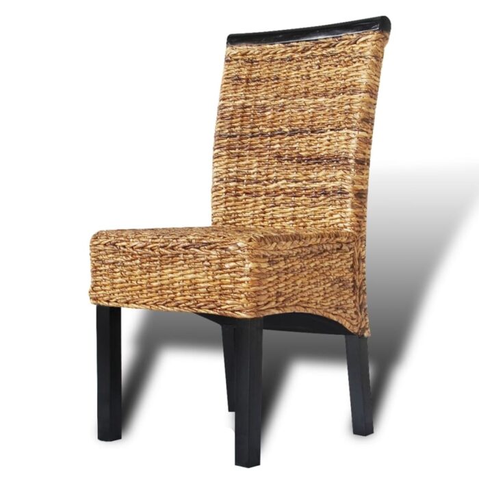 Chaises à manger lot de 4 bois solide de manguier et abaca – Image 2