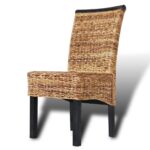 Chaises à manger lot de 4 bois solide de manguier et abaca – Image 3