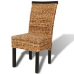 Chaises à manger lot de 4 bois solide de manguier et abaca – Image 4