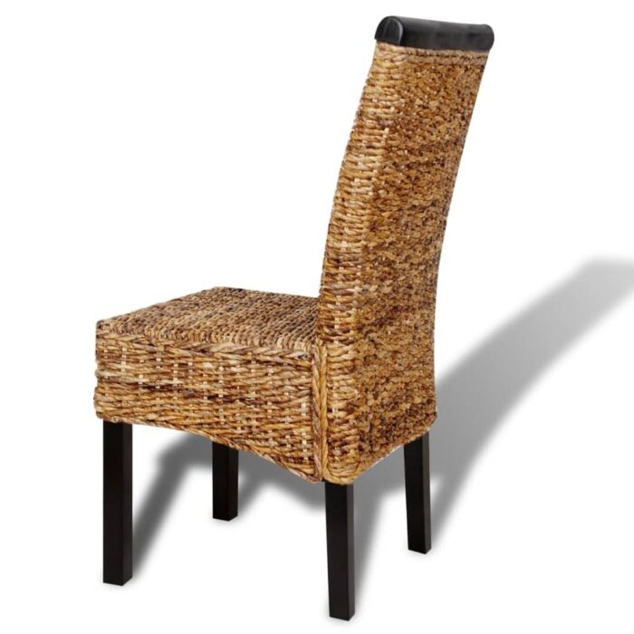 Chaises à manger lot de 4 bois solide de manguier et abaca – Image 5