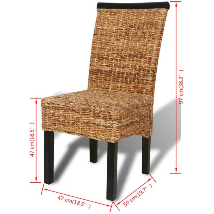 Chaises à manger lot de 4 bois solide de manguier et abaca – Image 8