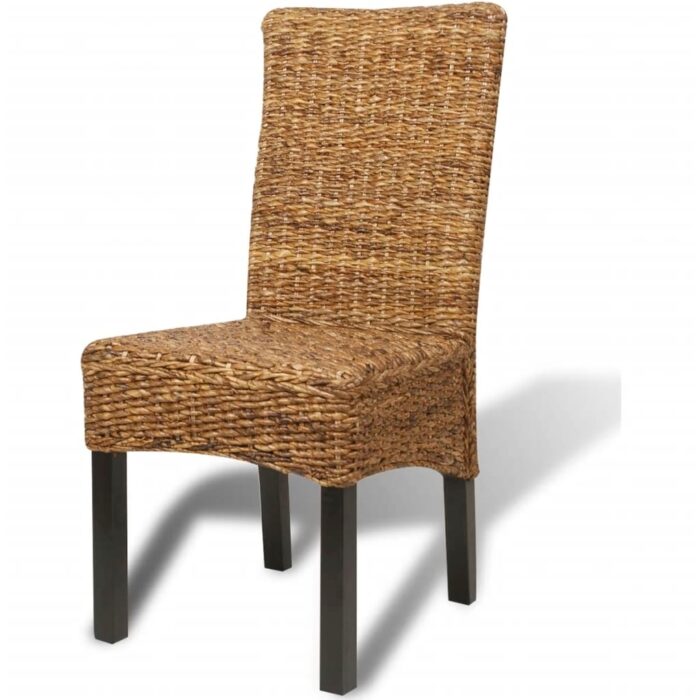 Chaises à manger lot de 4 bois solide de manguier et abaca – Image 2