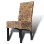 Chaises à manger lot de 4 bois solide de manguier et abaca – Image 6
