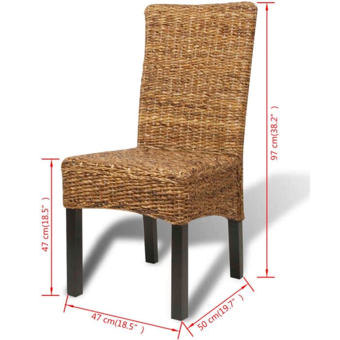 Chaises à manger lot de 4 bois solide de manguier et abaca – Image 8