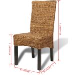 Chaises à manger lot de 6 bois solide de manguier et abaca – Image 8
