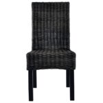 Chaises à manger lot de 4 noir rotin Kubu et bois de manguier – Image 2