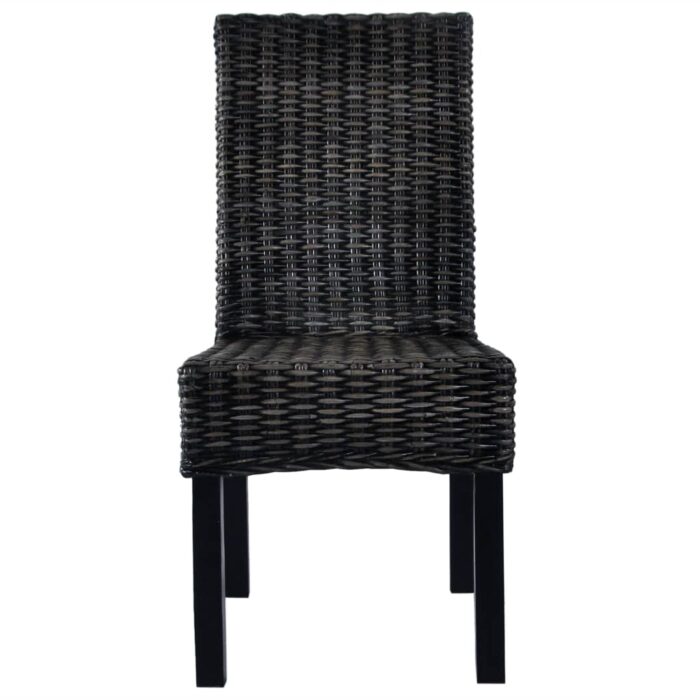 Chaises à manger lot de 4 noir rotin Kubu et bois de manguier – Image 2