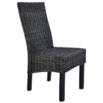 Chaises à manger lot de 4 noir rotin Kubu et bois de manguier – Image 3