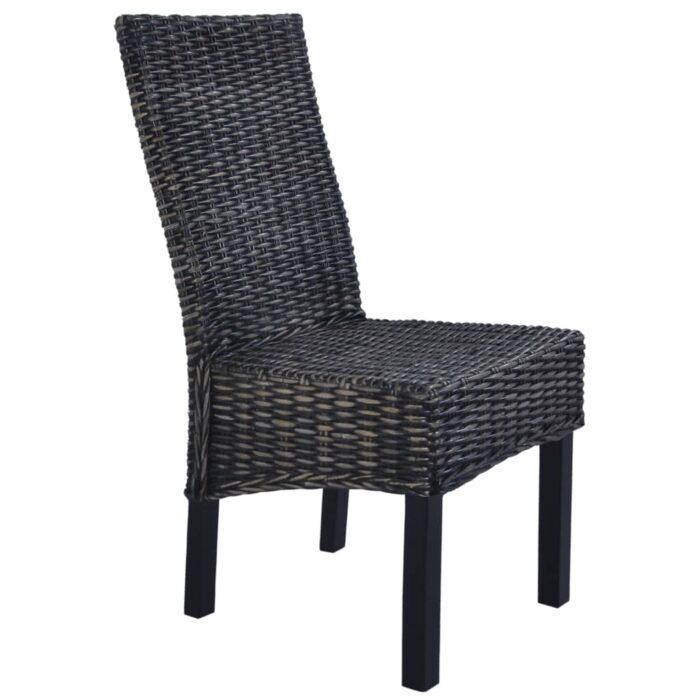 Chaises à manger lot de 4 noir rotin Kubu et bois de manguier – Image 3
