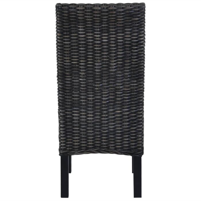 Chaises à manger lot de 4 noir rotin Kubu et bois de manguier – Image 4