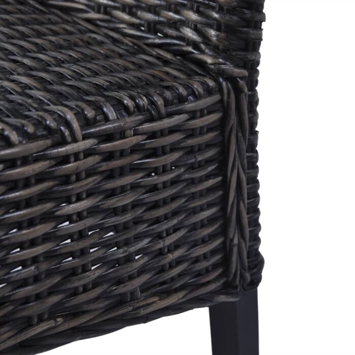 Chaises à manger lot de 4 noir rotin Kubu et bois de manguier – Image 5