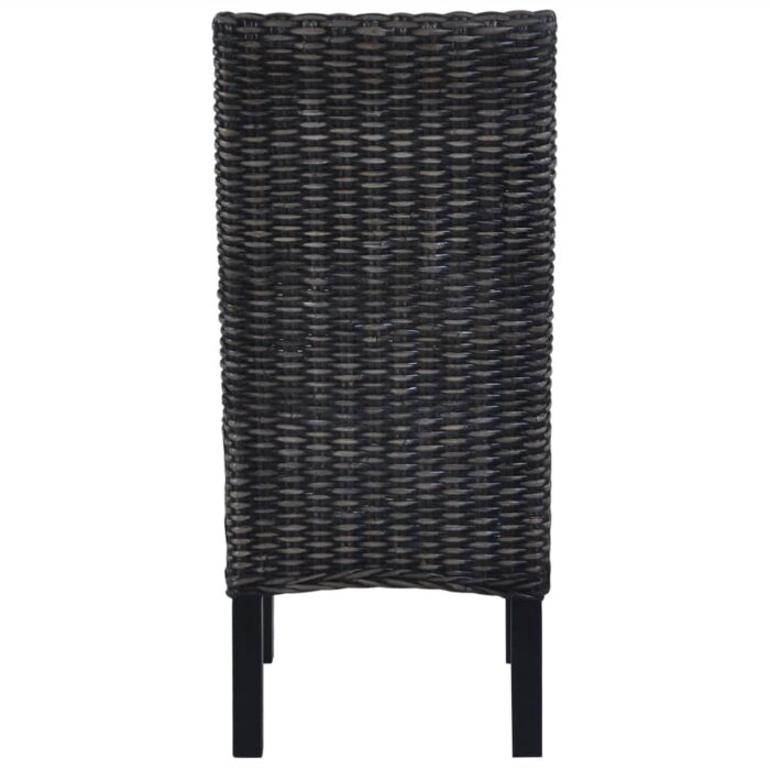Chaises à manger lot de 6 noir rotin Kubu et bois de manguier – Image 4