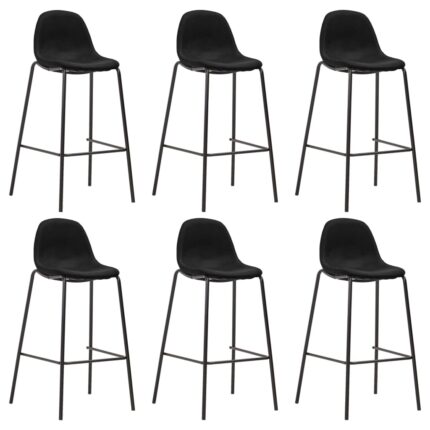 Chaises de bar lot de 6 noir tissu