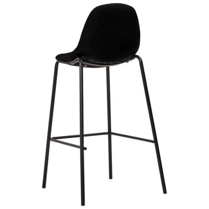 Chaises de bar lot de 6 noir tissu – Image 4
