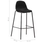 Chaises de bar lot de 6 noir tissu – Image 6
