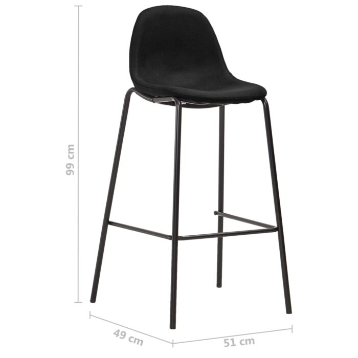 Chaises de bar lot de 6 noir tissu – Image 6