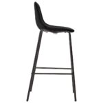Chaises de bar lot de 2 noir tissu – Image 3