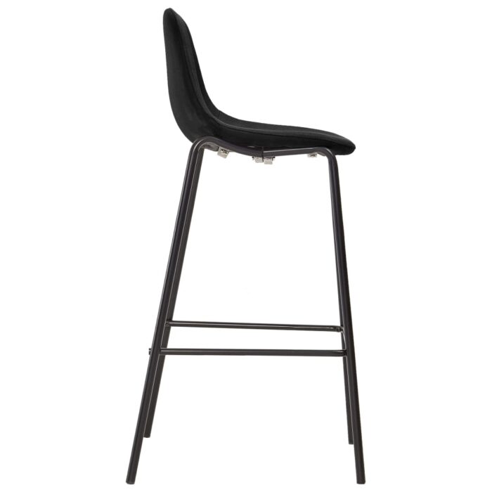 Chaises de bar lot de 2 noir tissu – Image 3