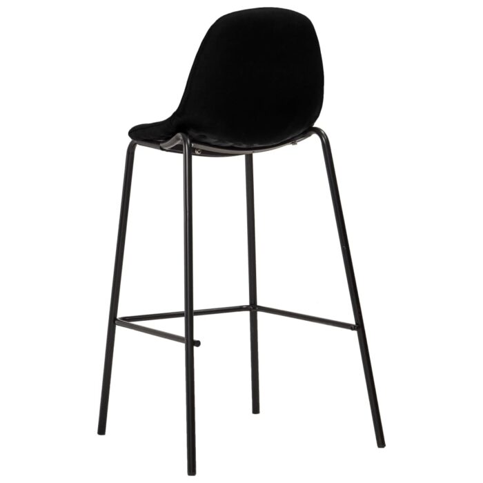 Chaises de bar lot de 2 noir tissu – Image 4