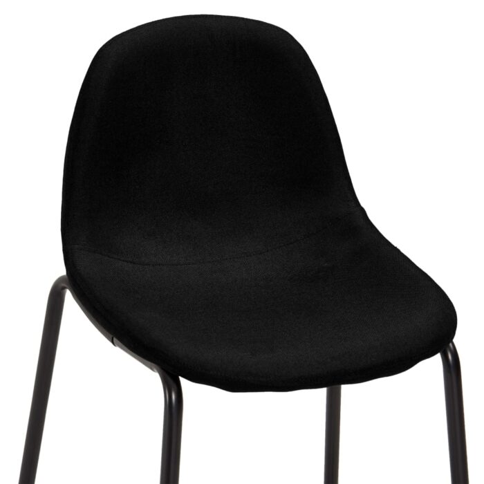 Chaises de bar lot de 2 noir tissu – Image 5