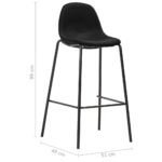 Chaises de bar lot de 2 noir tissu – Image 6