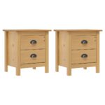 Tables de chevet Hill 2 pcs 46x35x49,5 cm Bois de pin solide