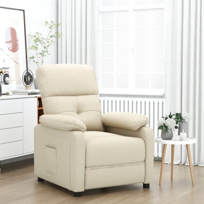 Fauteuil inclinable Crème Tissu – Image 1