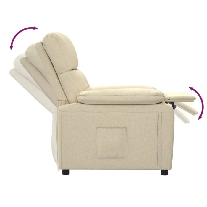 Fauteuil inclinable Crème Tissu – Image 5