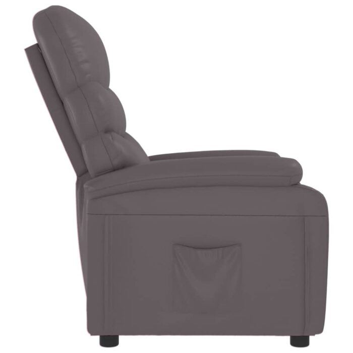 Fauteuil inclinable réglable avec repose-pieds gris similicuir – Image 2