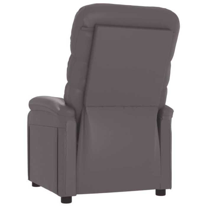 Fauteuil inclinable réglable avec repose-pieds gris similicuir – Image 4
