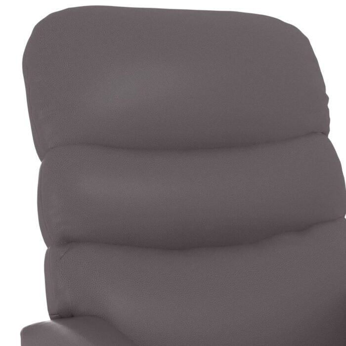 Fauteuil inclinable réglable avec repose-pieds gris similicuir – Image 5