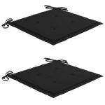 Chaises de jardin lot de 2 et coussins noir Bois de teck massif – Image 5