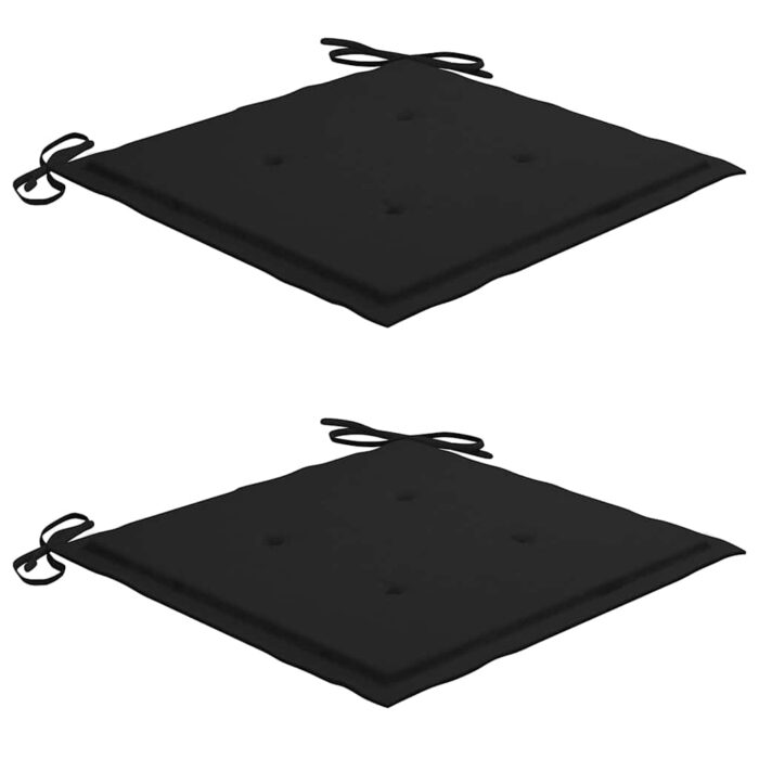 Chaises de jardin lot de 2 et coussins noir Bois de teck massif – Image 5