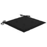 Chaises de jardin lot de 2 et coussins noir Bois de teck massif – Image 6