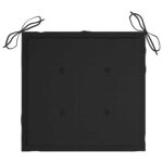 Chaises de jardin lot de 2 et coussins noir Bois de teck massif – Image 8
