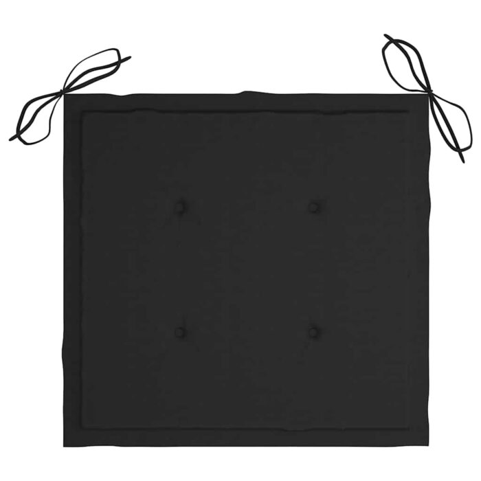 Chaises de jardin lot de 2 et coussins noir Bois de teck massif – Image 8